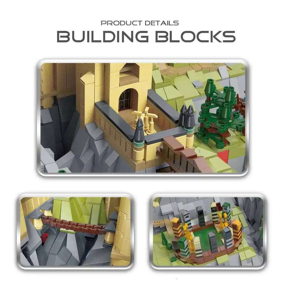 MOC Movie Large Castle Series Magic School Wizardry Street View Modular Architecture Building Blocks Model Kids Toys Boys Gifts Z260306