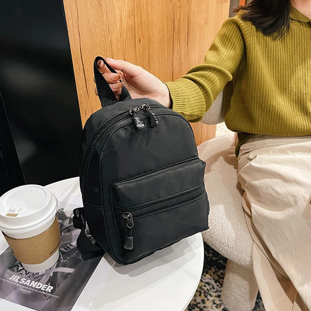 Mini Womens Backpacks Trend Nylon Female Bag Small School Bags White Rucksack For Teen Girls Fashion Casual Backpack260228