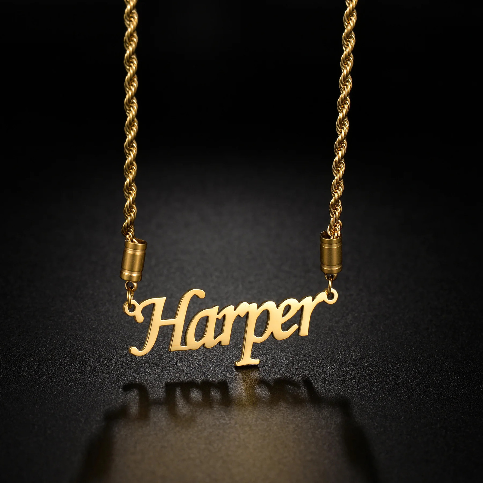 Customized Name Letters Pendant Necklaces for Women Men Stainless Steel Personalized Twist Chain Rose Flower Jewelry Party Gift 260302