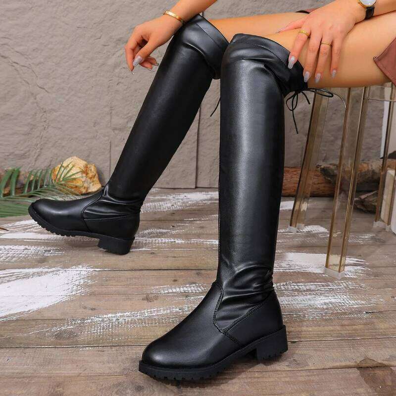 2025 Spring & Autumn New Casual Back-Lace High-Top Comfortable Anti-Slip Wear-Resistant Fashion Boots