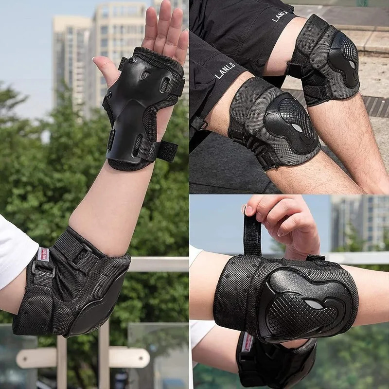 6PcsSet Elbow Knee Pads Skating Protector Skateboard Bicycle Sports Protective Gear Riding Roller Wrist Guard Kids Adults BMX 260228