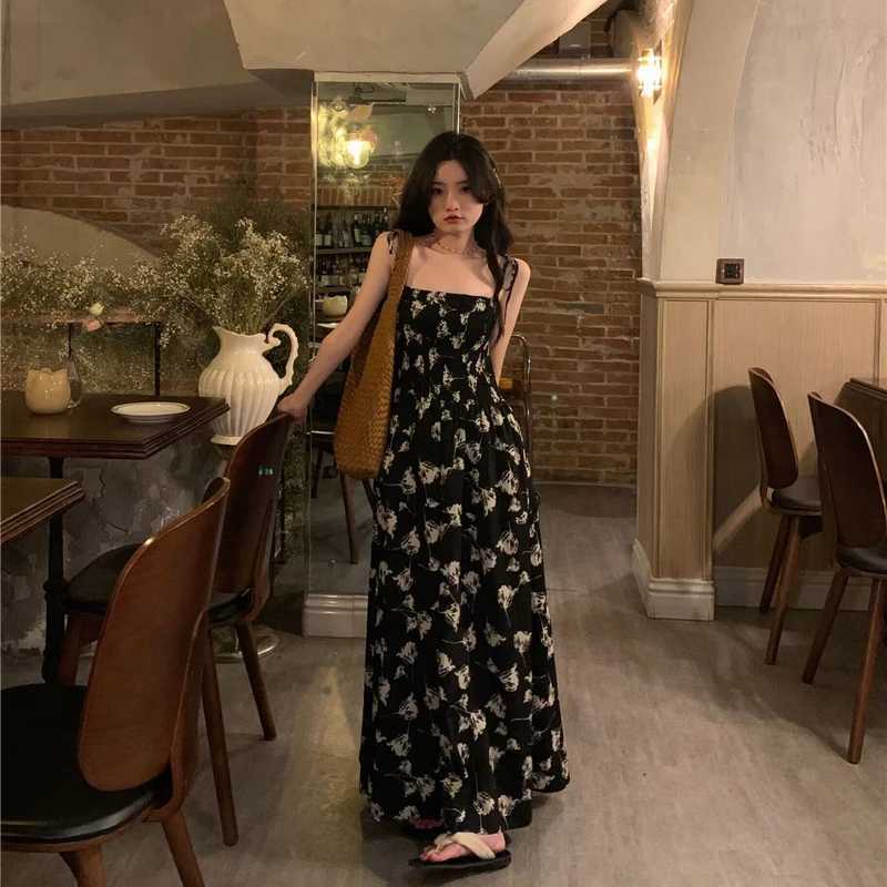 Sleeveless Dress Women Floral Printed Summer Holiday Loose Gentle Temper All-match Fashion Fairycore Daily Leisure Maxi Vestidos X260306