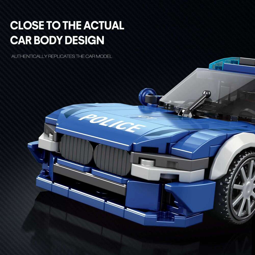 313PCS Blue Police Toy Building Blocks 1:24 Model Car Bricks Desktop Decoration Puzzle Assembly Toys For Kids Holiday Gifts Z260305