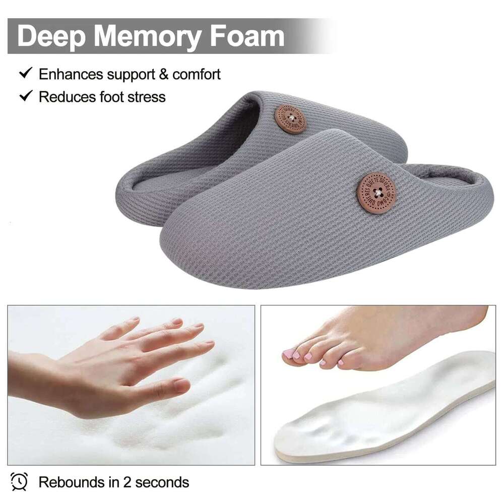 Litfun Winter Cotton Slippers For Men Women Anti-slip Home Durable Cozy Warm Slides Deep Memory Foam Breathable Slipper