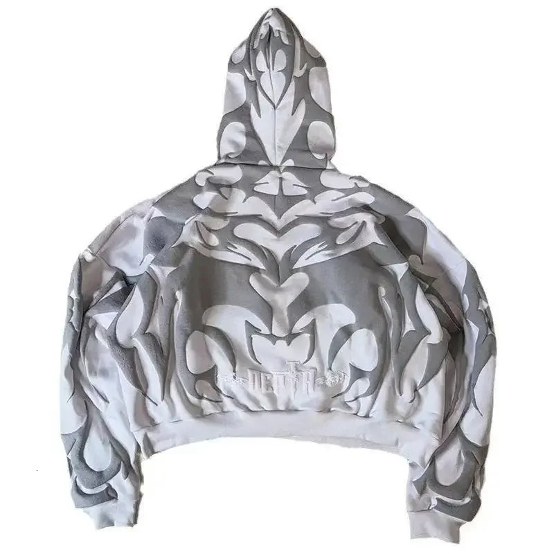 Tiger Gray Sweater Men High Street American Retro Hip Hop Y2K Zipper Hooded Sweater Couple Casual Sweatshirt Unisex Tops Coat 260227