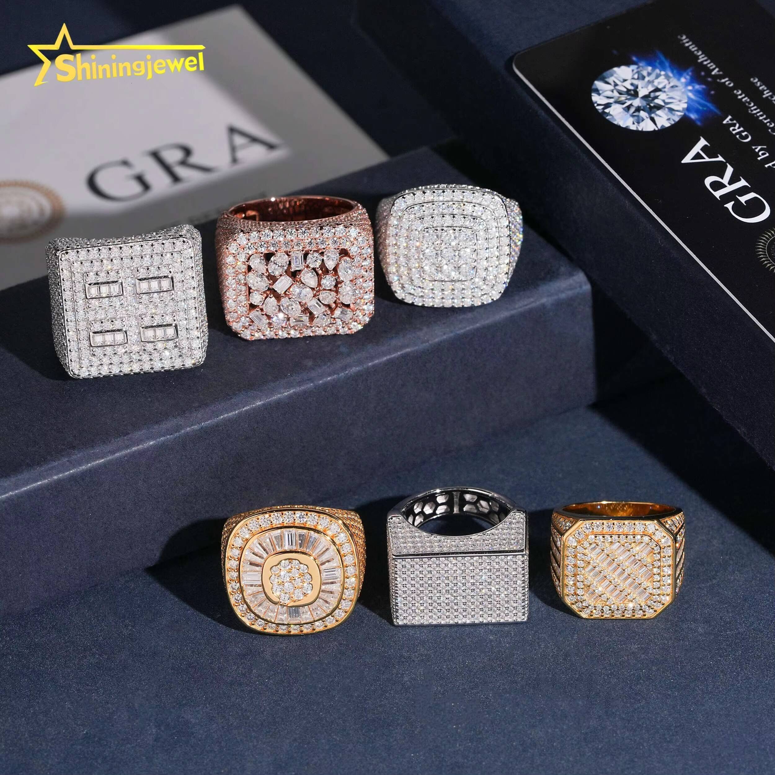 New Arrivals 925 Silver Iced Out Jewelry Pass Diamond Tester Luxury Hip Hop Men Moissanite Ring
