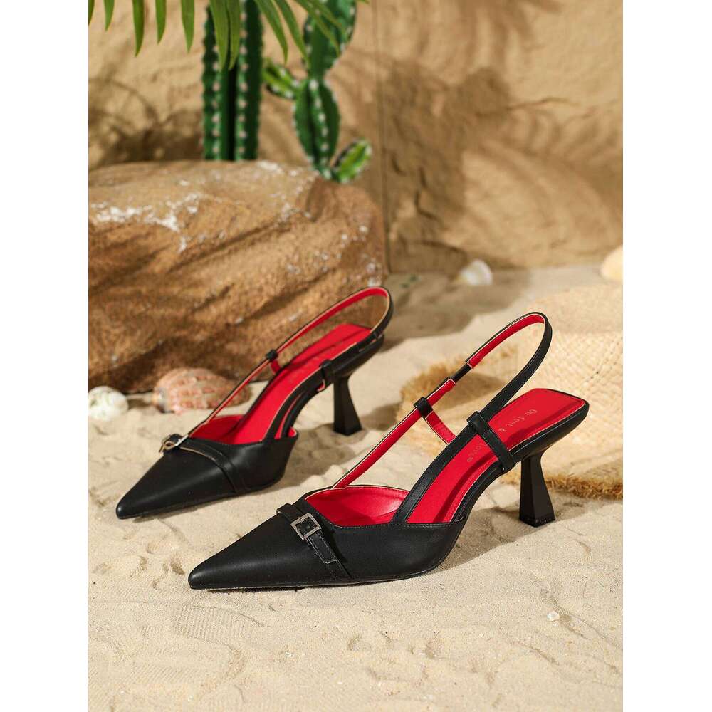 2025 Women's Fashion Pointed-Toe Slingback Low-Cut High Heels for Spring and Summer