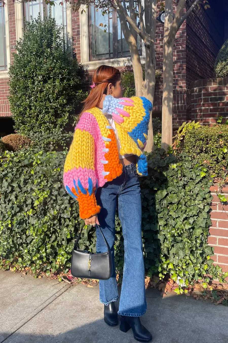 Pure wool sweater with thick thread long sleeved V-neck casual and soft knitted cardigan for women autumn and winter new style M260306