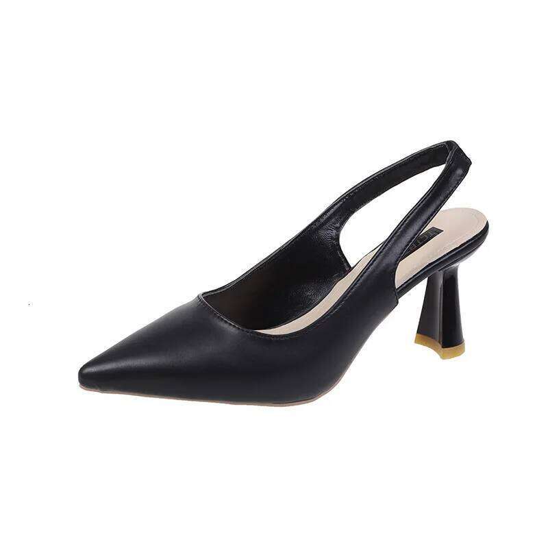 Summer Fashion New Breathable Pointed Toe Stiletto Heel PU Comfortable and Elegant Women's Shoes Shallow Mouth Sexy Sandals