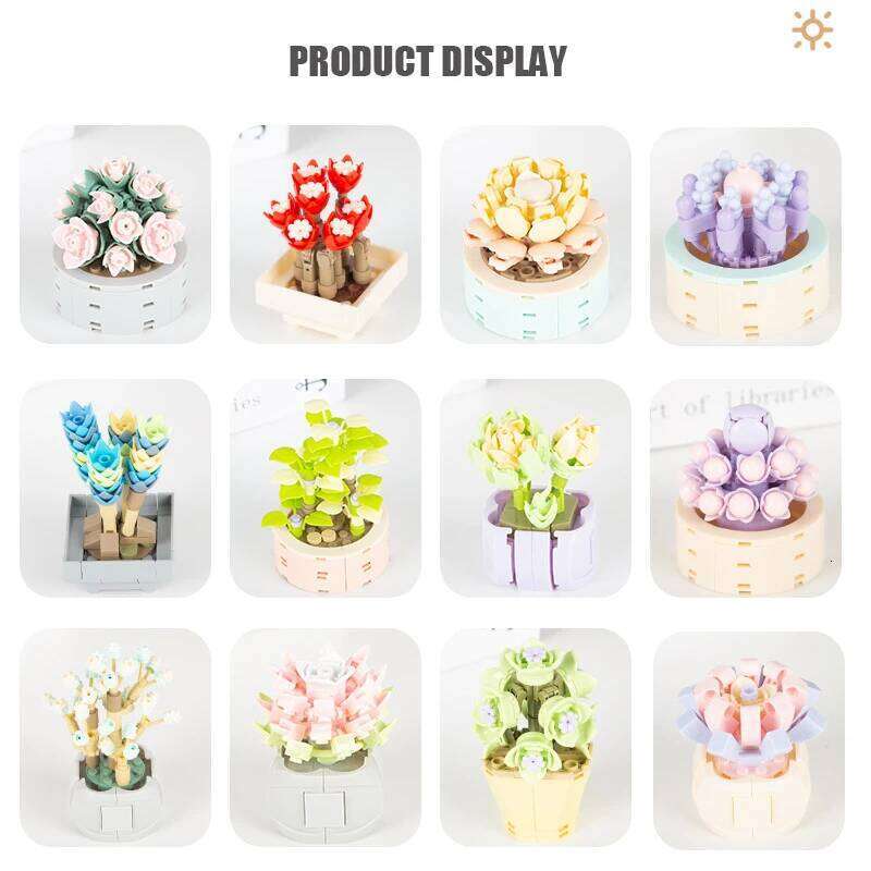 Mini Potted Building Blocks Flowers Succulents Decoration Bonsai Flower Model Ornaments Children's Toys Bricks Holiday Gifts Z260306