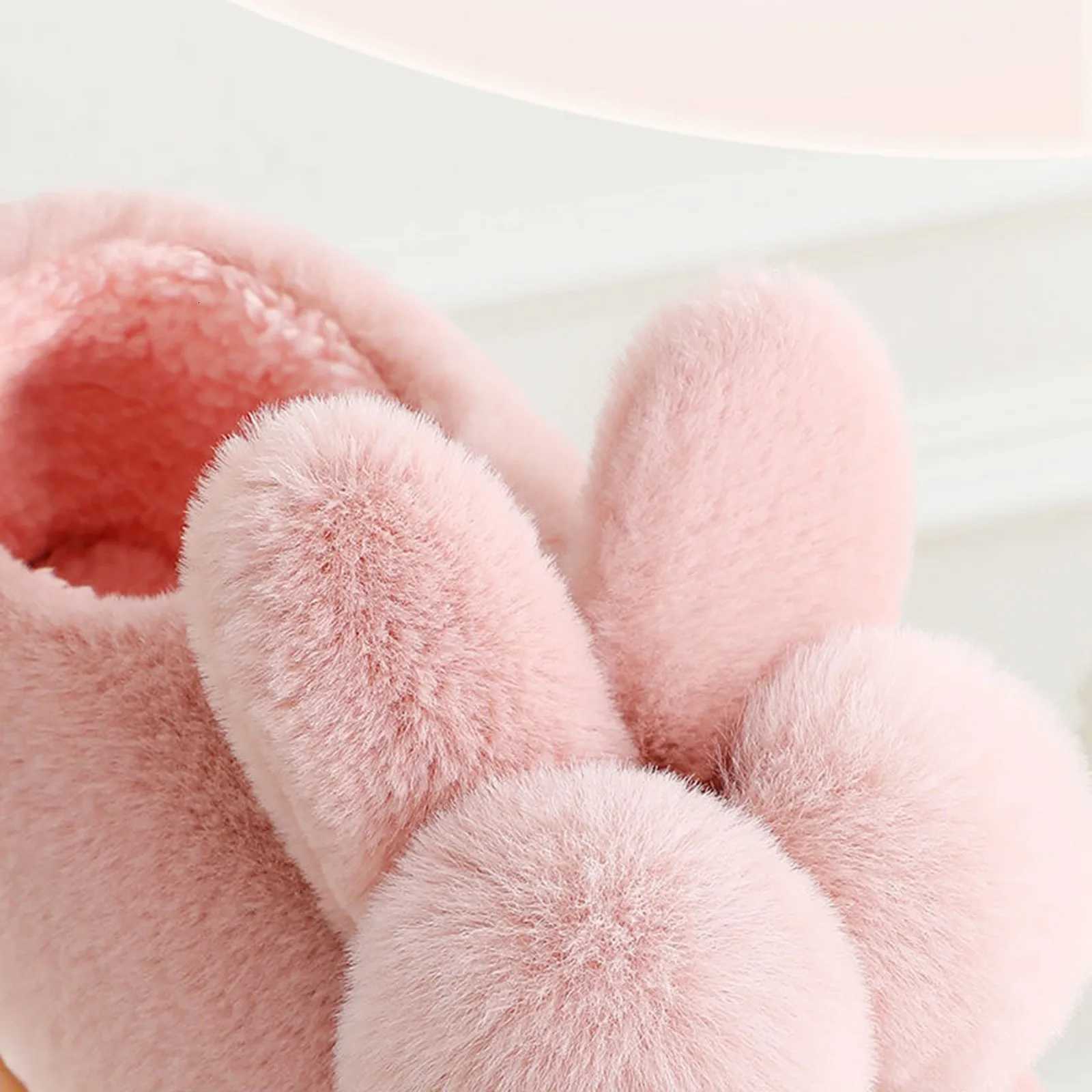 Womens Winter Slippers Thick Sole Non-Slip Plush Warm Indoor Outdoor Slippers Cute Couples Design Ideal for Postpartum Use S260305