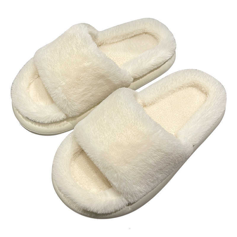 Thick Sole Furry Slippers for Women Outdoor Wear Autumn Winter Trendy Ins Style Internet Celebrity 2024 New Soft Furry Half Cotton Slippers Spring Sum