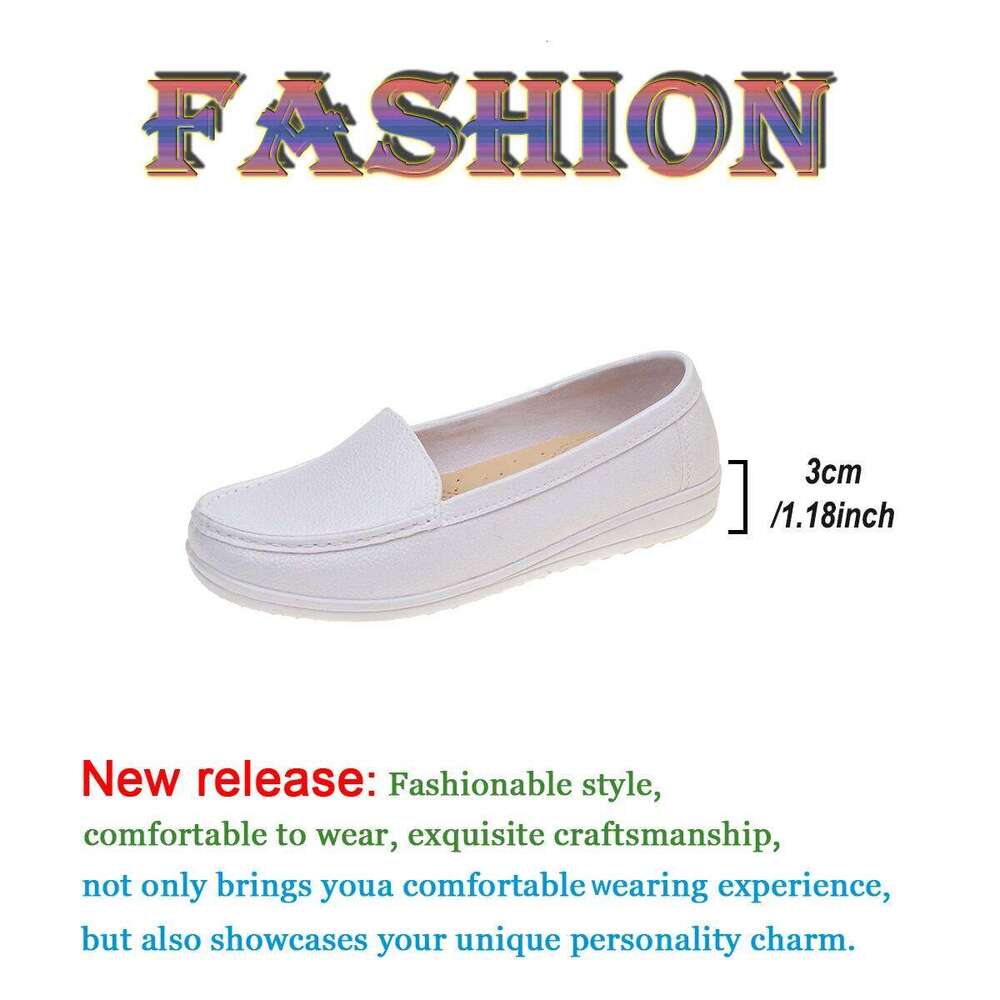 2025 Spring Wedge Heel White Nurse Shoes Fashion Women Soft Sole Casual Comfortable Non-slip Flat