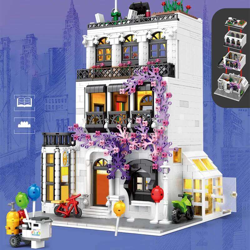 MOC Creative Architecture Building Blocks Flower Street European Style Villa Ideas Brick Toy For Friends Z260306