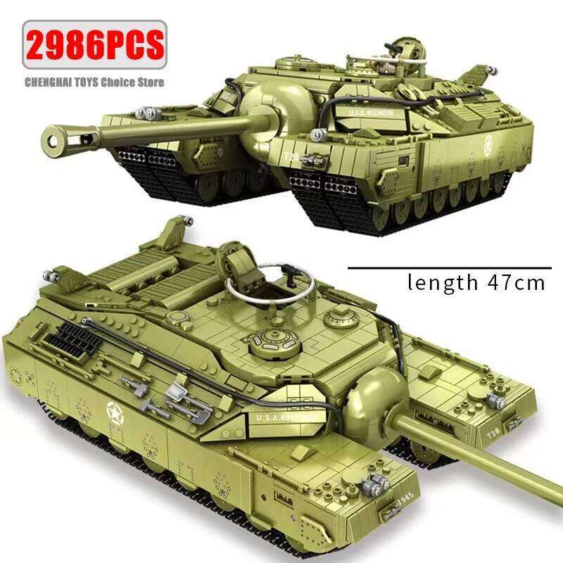 Military Series T28 Super Heavy Building Blocks Set WW2 Armored Tank Weapons Soldiers Bricks Adults Toys for Kids Boy Gifts Z260306