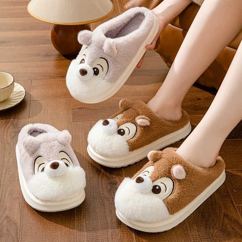 2024 new winter ladies indoor non-slip fluffy slide bedroom cartoon warm plush slippers mens casual cotton shoes S260305
