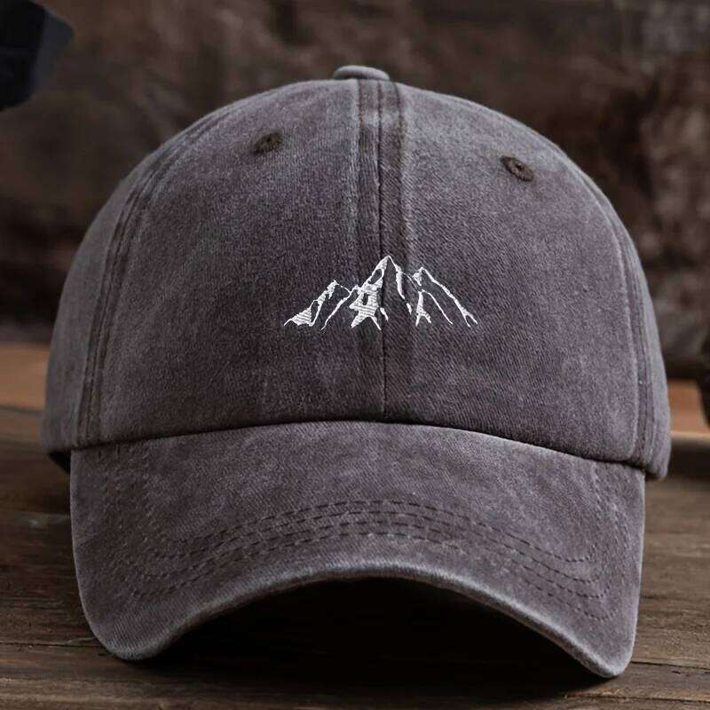 Men's baseball cap, mountain peak pattern print, vintage, mature and stable style, daily leisure, outdoor Y260304