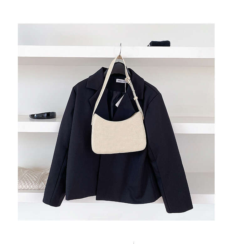 Women's High-End New 2026 Fashion Trend Single Shoulder Small Square Crocodile Pattern Ladies Handbag Underarm Bag