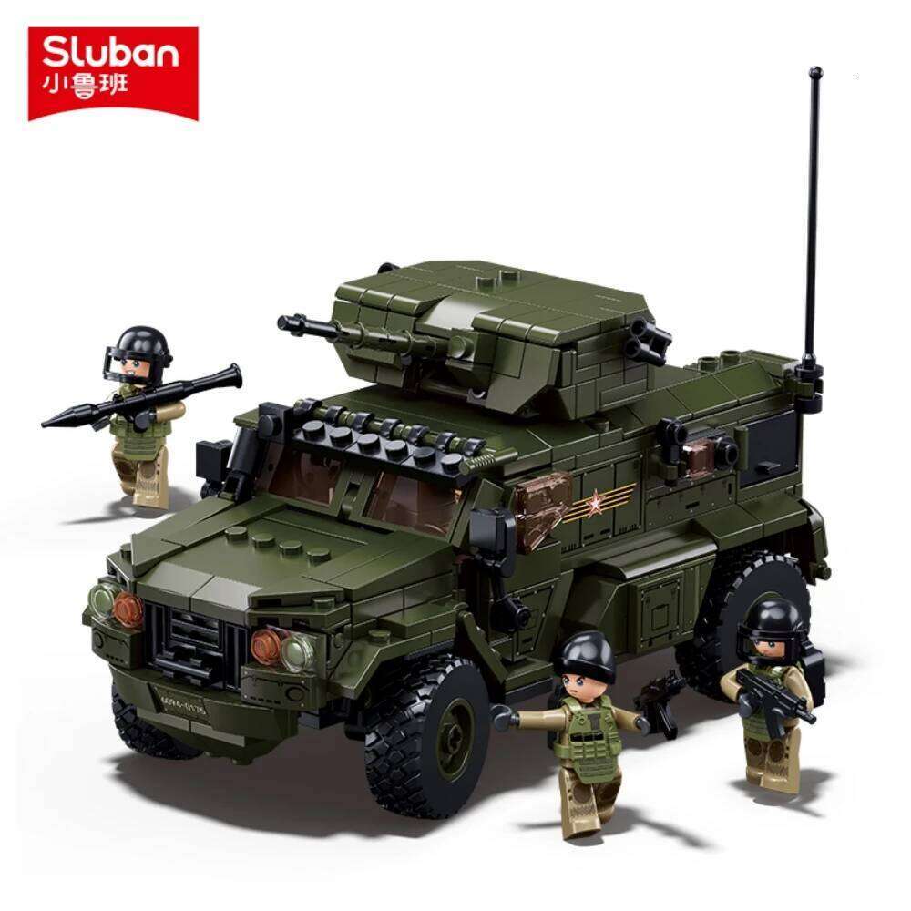 Sluban Military T-80BVMS Main Battle Tank And Typhoon VDVS Assault Armored Vehicle Model Building Block Educational Toy for Boys Z260305