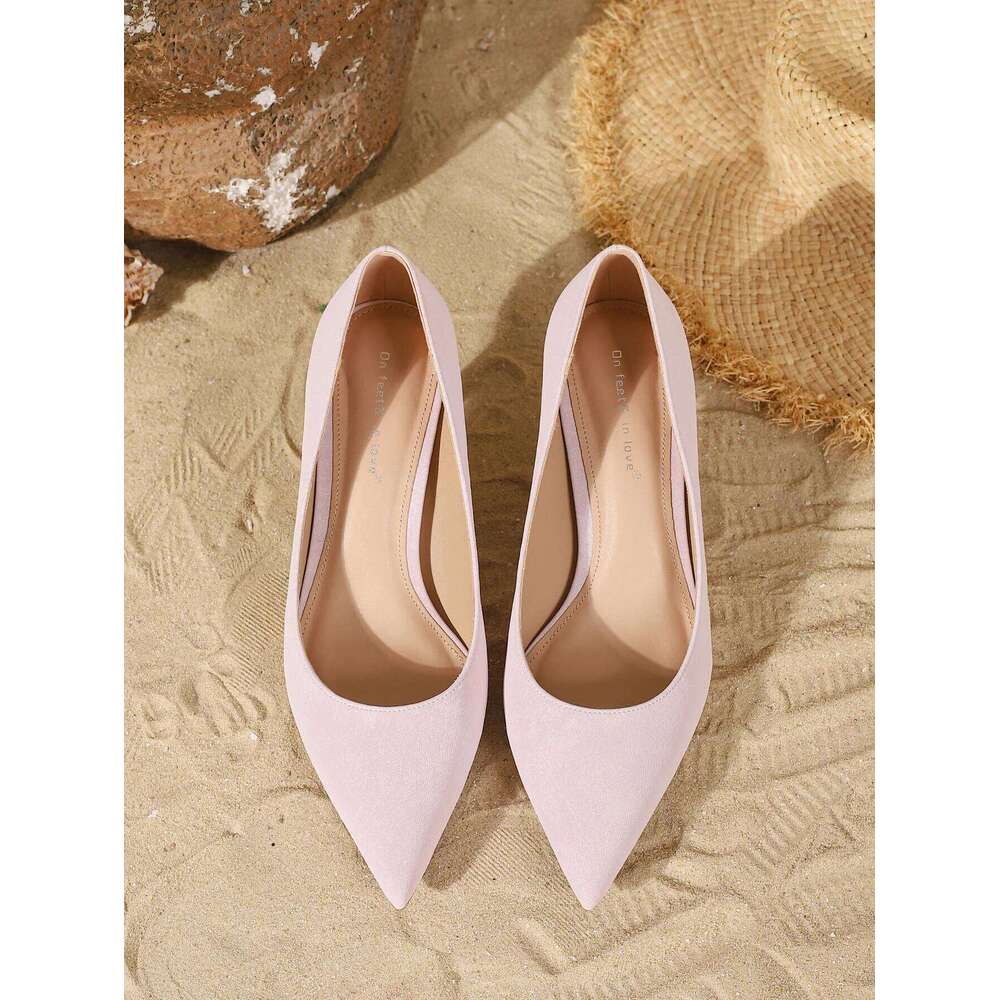 Women's Fashion Suede Slip-On Stiletto Heels, Elegant, Versatile and Comfortable