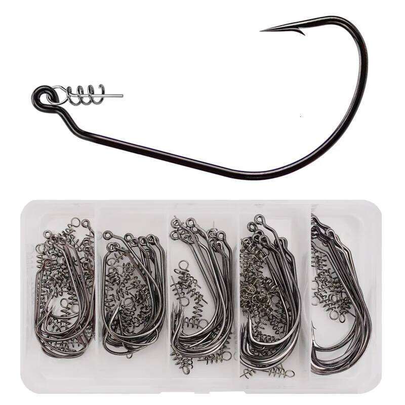 Worm Hook with Lock Stitch Soft Lure Bait Single Hooks Grub Fishhook Texas Rig Accessories Lot 10 Pieces Y260305