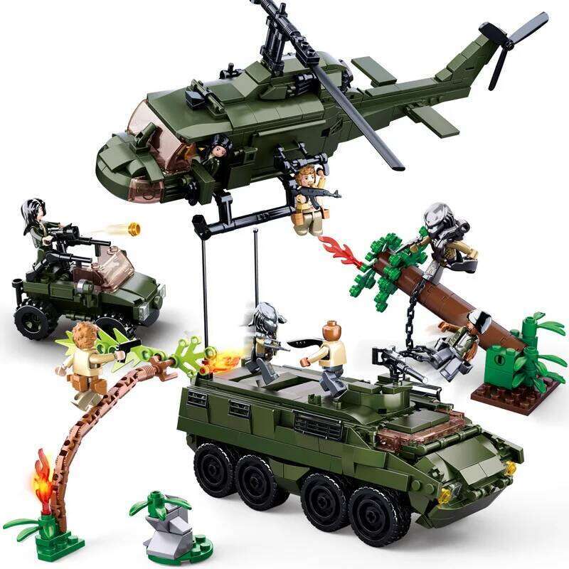 Predator Armored Car Vehicle Helicopter Plane Building Blocks Set Military Movie Bricks Classic Model Toys For Kids Xmas Gifts Z260306