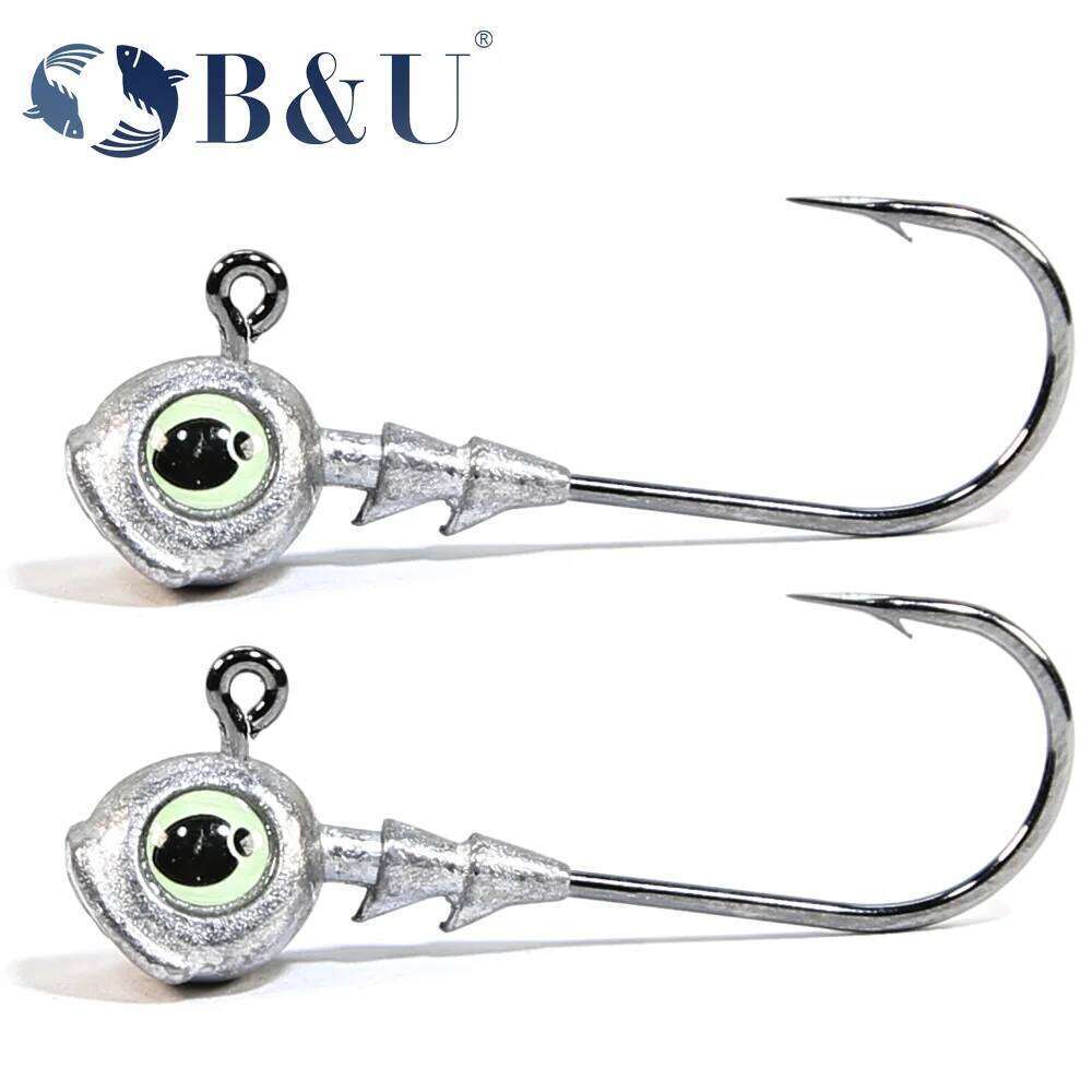 B&U Swimbait Hook Jig Head High Strength Worm Lure Hooks For Seawater Freshwater Fishhook Fishing Tackle Luminous Eyes Y260305