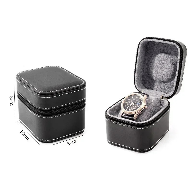 Single Watch Case PU Leather Watch Travel Case with Removable Cushion Jewelry Storage Case Organizer Portable Square Watch Box 260304