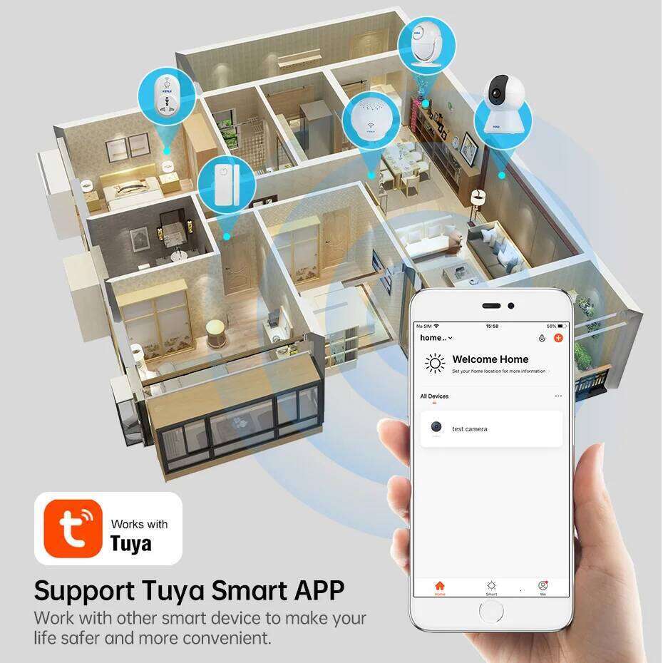 KERUI 4K 8MP Tuya Smart Mini WiFi IP With Bracket Indoor Wireless Home Security AI Human Detect CCTV Surveillance Camera 26W0306