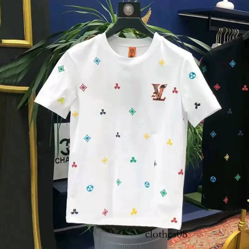 2025 Men's Embroidered T-Shirt Summer New Trend Top Casual Versatile Fashion Short Sleeve