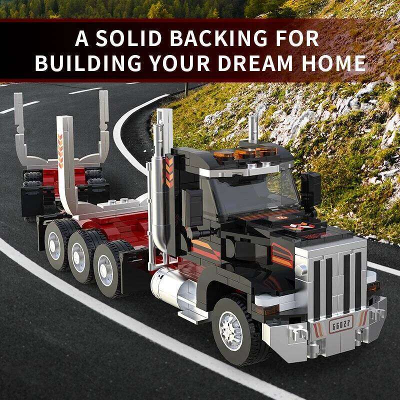 445PCS American Head Building Blocks Wood Transport Truck Car Model Bricks Desktop Ornaments Kids Educational Toys Gifts Z260305