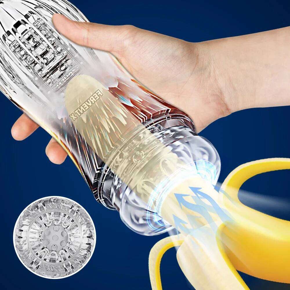 Male Masturbator Soft Silicone Pussy Transparent Vagina Adult Masturb Cup Endurance Exercise Vacuum Pocket Sex Toy for Men W260305