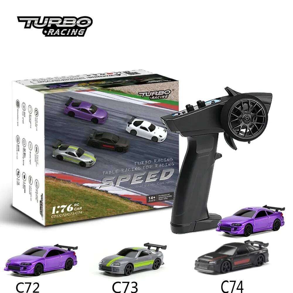 Turbo Racing 1:76 C65 C64 C63 C61 C62 C72 C73 C74 C75 RTR Flat Running Toys on Road RC Drift Car W/ Gyro Radio For Kids Adults C260305