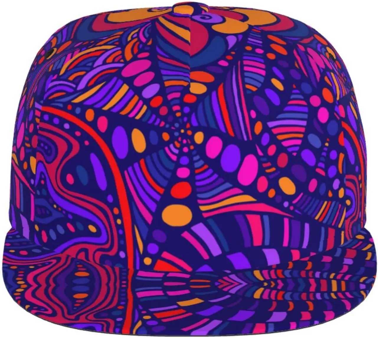 Funny Trippy Baseball Cap Men Women Rainbow Tie Dye Adjustable Snapback Flat Bill Hip Hop Hat S260306