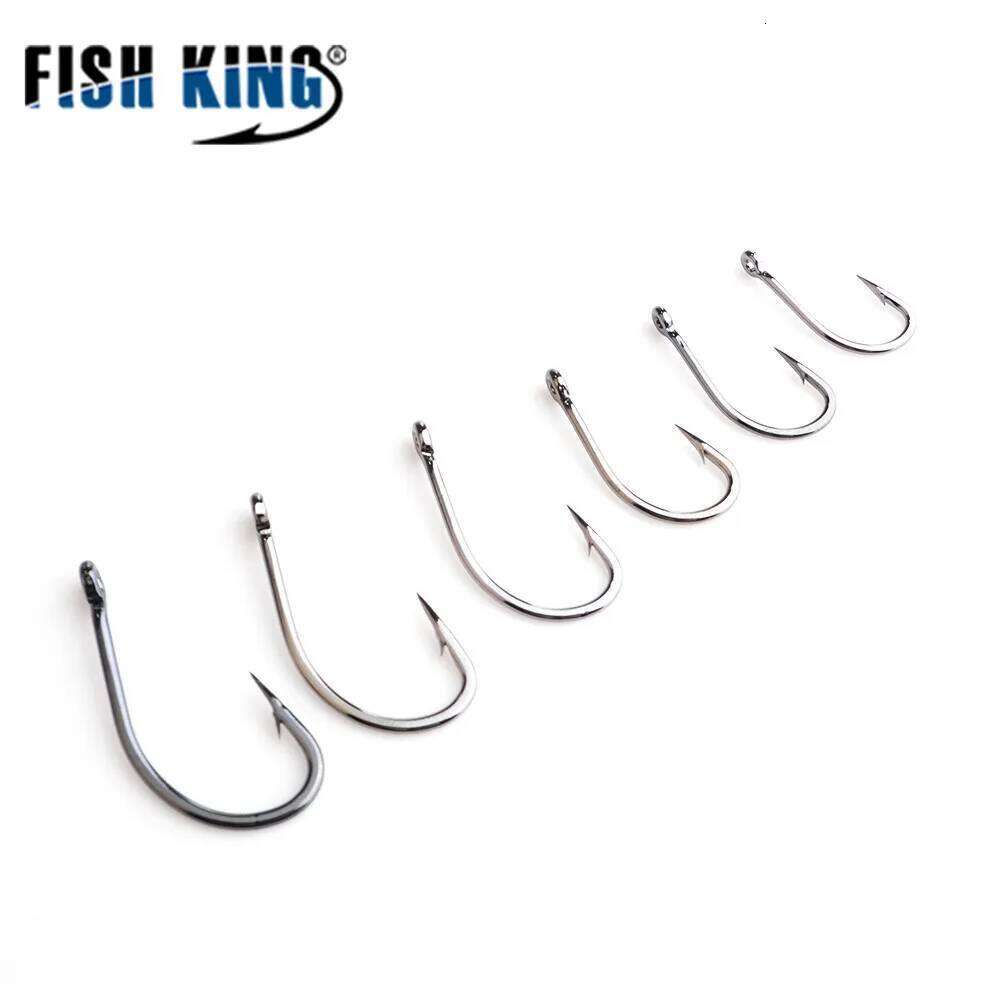 FISH KING 10-30Pcs Carp High Carbon Steel Fishhook Black Nickel Fish Hook Ringed Bait Holder Fishing Accessories S260305