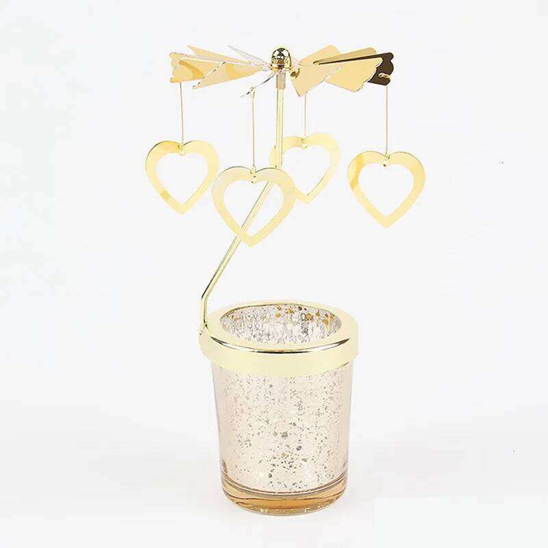 Love Wedding Candle Holders Snowflake Deer Fairy Rotating Candlestick Metal Tray Romantic Home Decoration Christmas Ornament XJ260305