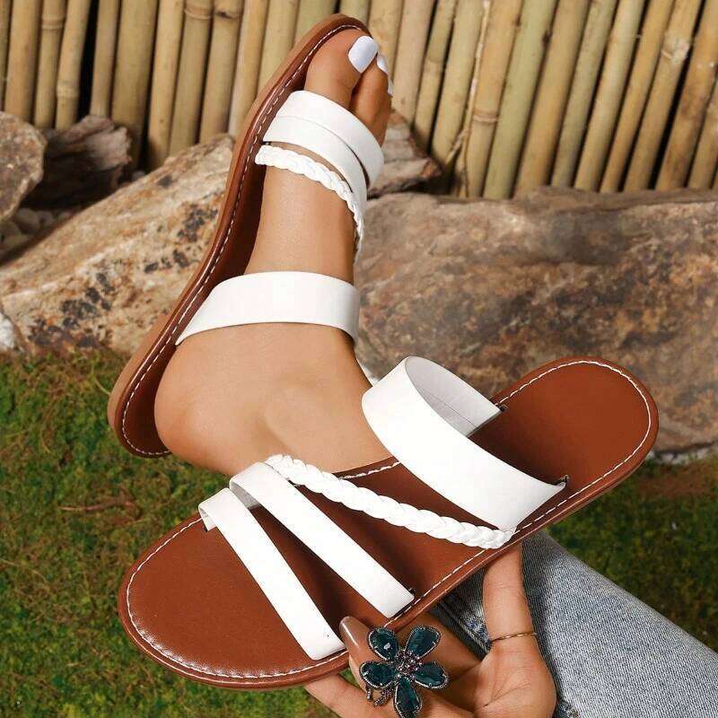 2025 Designer Casual Flat Fashion Lace Women Sandals Luxury Brand Open Toe Party Beach Non-slip Slippers