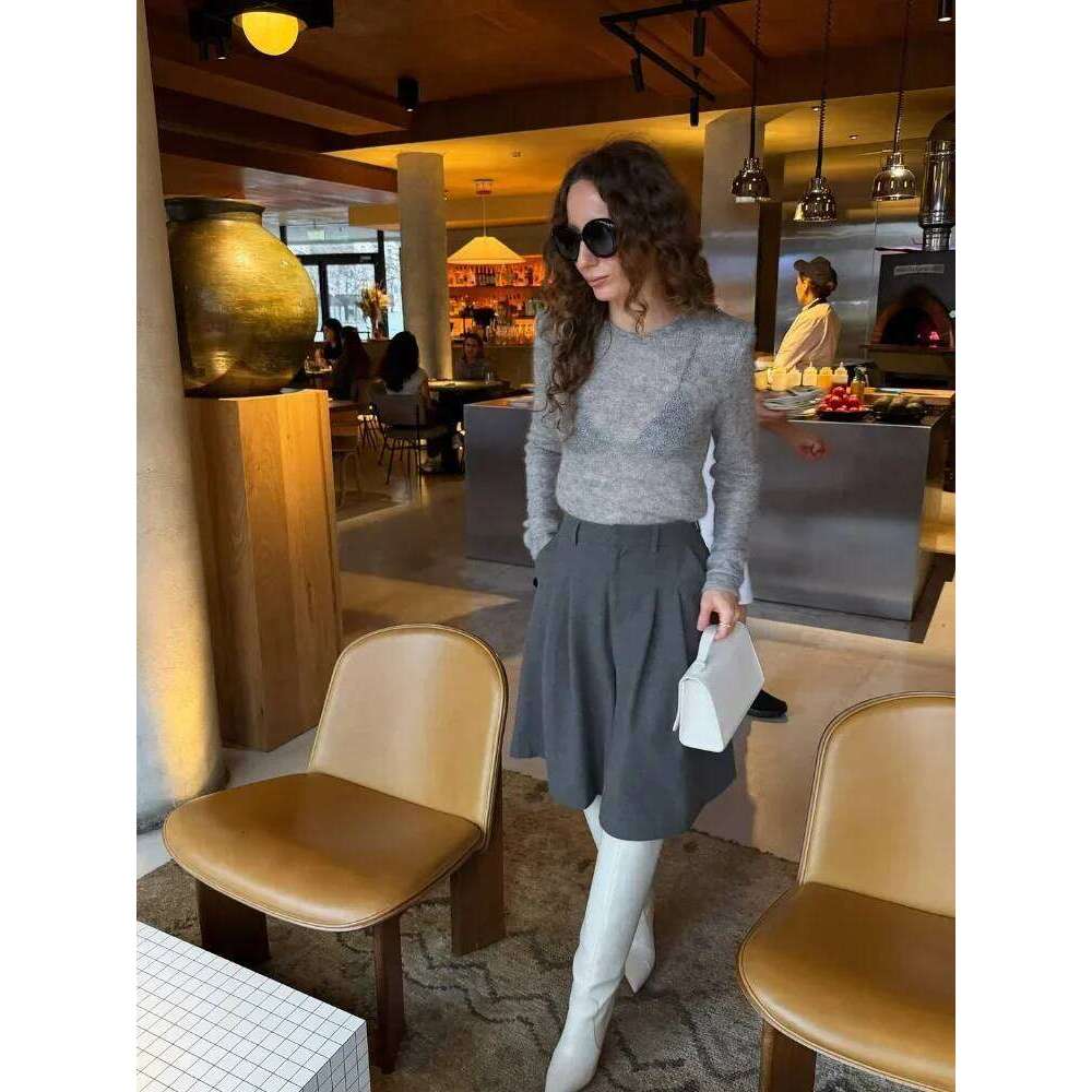 Women Solid See Through Knitted Pullover Sexy Round Neck Full Sleeve Slim Fit Thin Sweater Female High Street New Knitwears Mdng260306