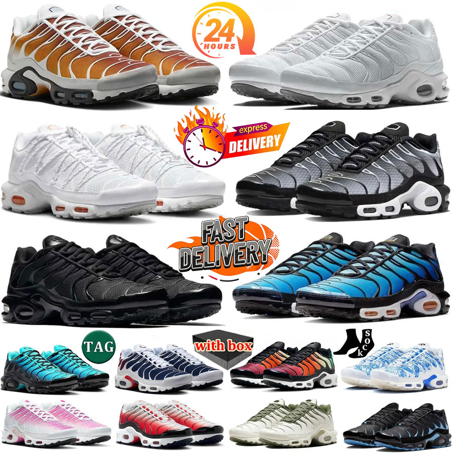 with box Designer Sport Outdoor Tn Plus lowtop Size Us 12 Running Outdoor Shoes Men Women Tns sneaker Utility Berlin Terrascape Triple Black All White Tn. Rose Pink Bl