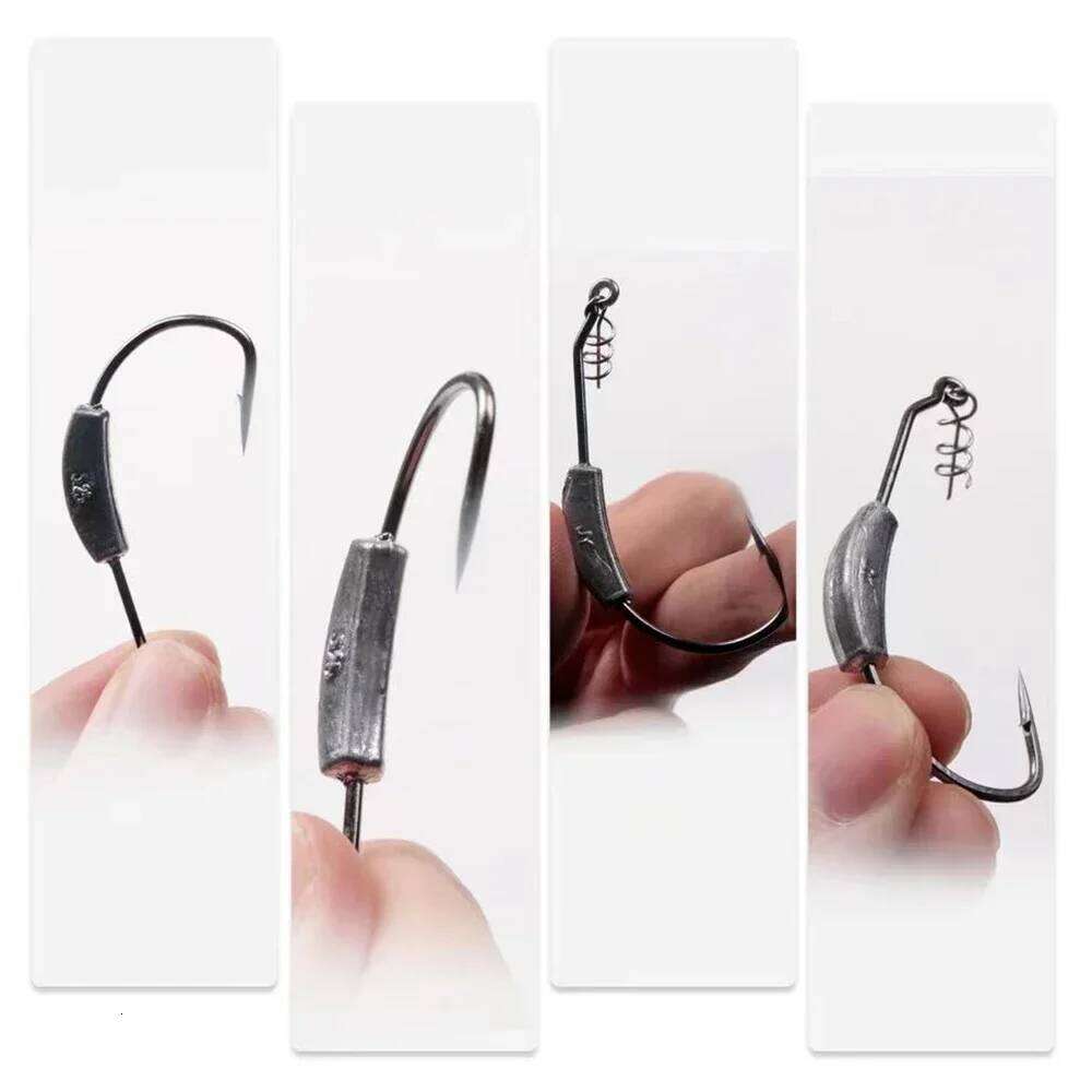 GOBAIT 10PCS Jig Crank Head Barbed Hook 2g 3g 5g 7g Soft Lure Worm Offset Fishhook Spring Lock Pesca Texas Rigs Fishing Tackle S260305