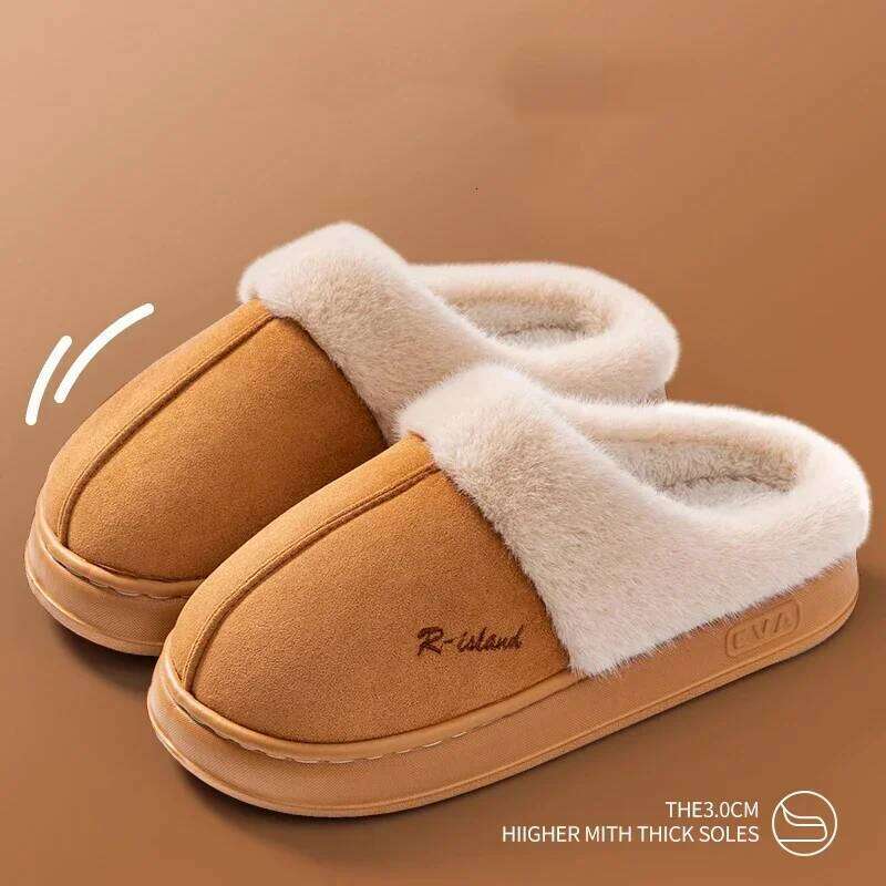 2025 Winter Cozy Fluffy Platform Slippers for Women Plush Cotton Non Slip Indoor Unisex Shoes Comfortable Warm At Home