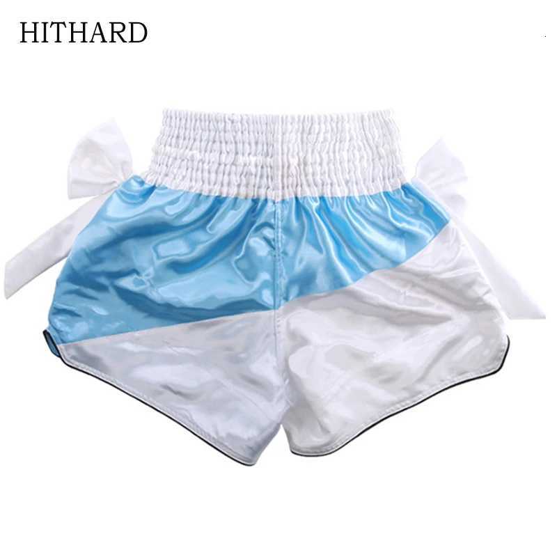 Muay Thai Shorts with Bow Ribbon Boxing Shorts Womens Men Child Grappling Thaiboxing Kickboxing Pants Fight Muay Thay Clothing X260306