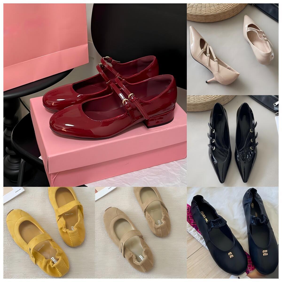 Ballet Paris Designer Professional Dance Shoes ballerinas Bowknot Round toe Shallow Mouth high heel Single Shoe Mary Jane comfortable flat sandals women Loafers
