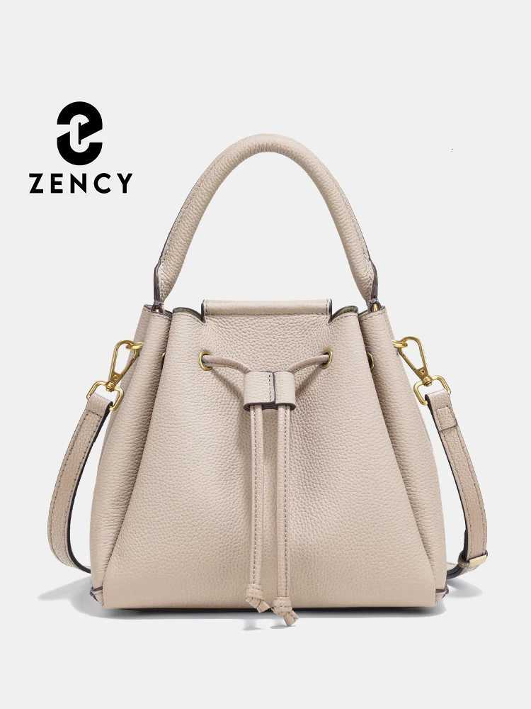 Zency Womens Genuine Leather Top-Handle Bag Solid Color Fashion Handbag Shoulder Roomy Crossbody Bag New 2026 H260306