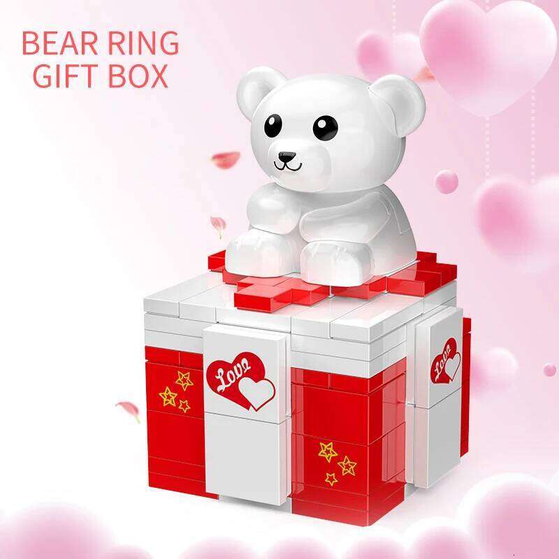 495pcs Mini Romantic Bear Ring Building Blocks City Gift Cute Cat Box Desktop Decorations Bricks Toys for Girls Gifts Z260305