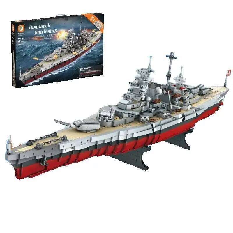 2081PCS Bismarck Submarine Battleship Blocks Large Warship Modular Building Block Assembly Model Toy Adult Gift Z260306