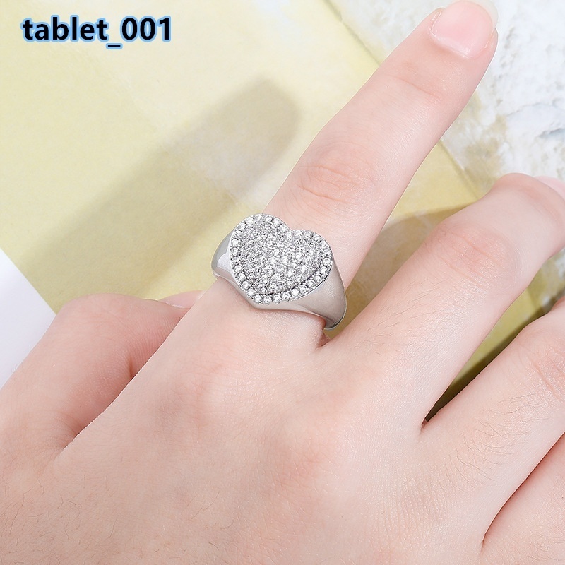 Hip Hop Unisex Lab Diamond Jewelry Claw Setting Zircon Iced Love Heart Rings Men Women Fashionable Gift with Drop Shipping