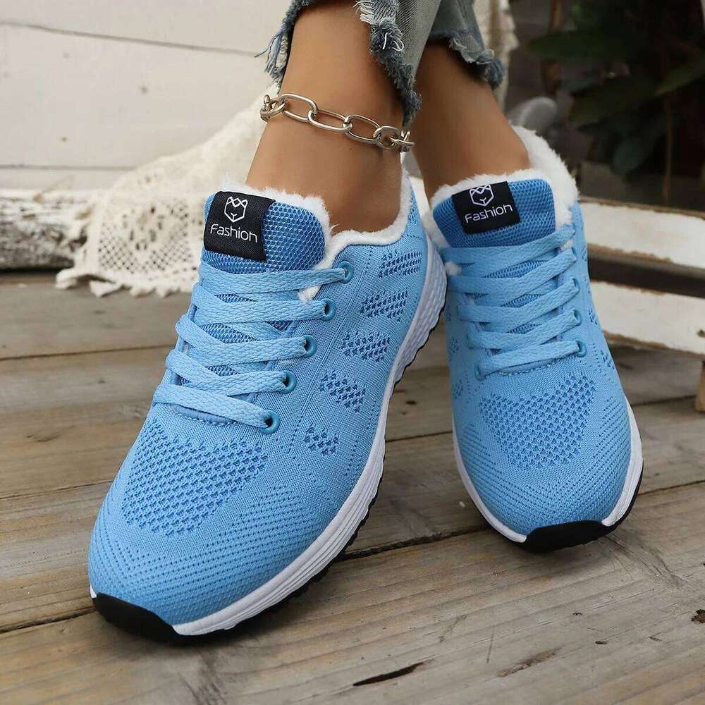 Winter Warm Casual Sports Shoes Women's Fleece-lined High-top Sneakers