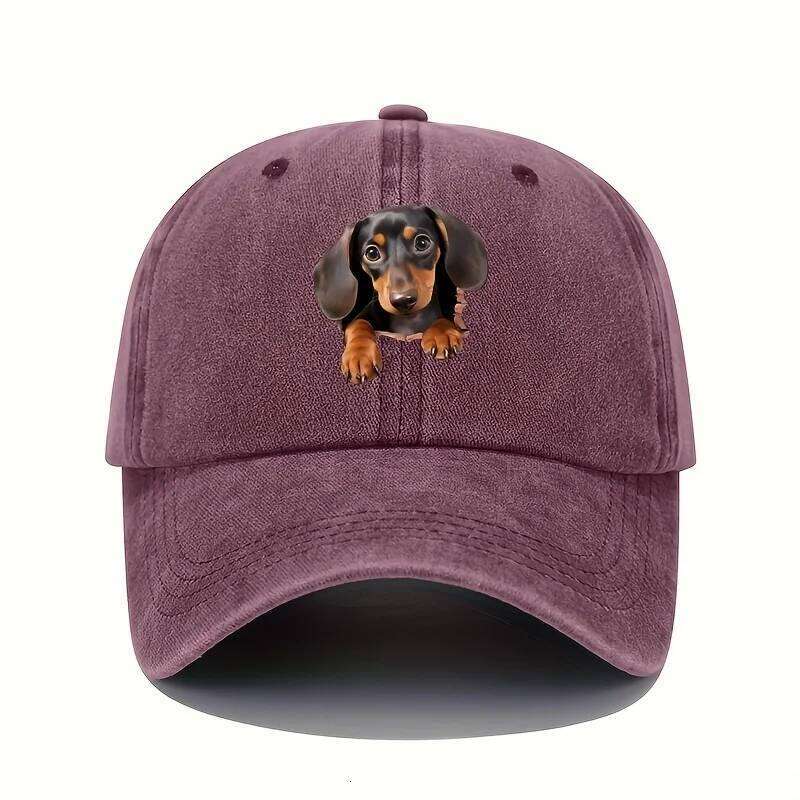 Vintage vintage dog print baseball cap, versatile fashionable for both men and women Y260304