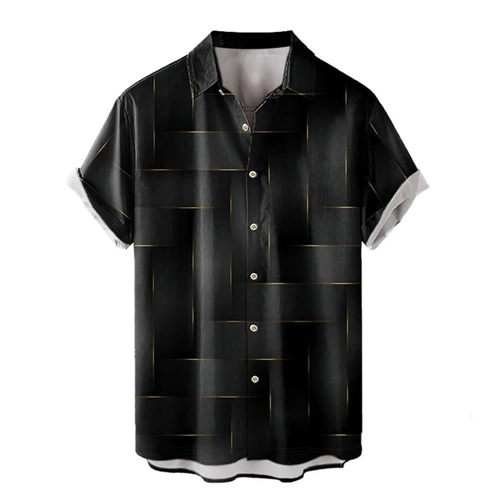 Cross-border foreign trade summer new casual fashion 3D digital print short-sleeve plus size men's shirt